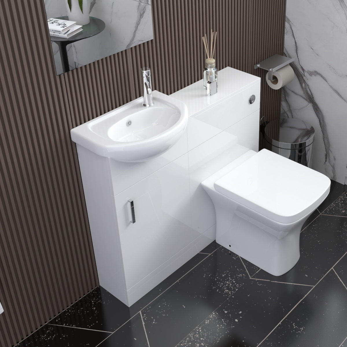 VeeBath Cove 400mm 1 Door Cloakroom Floorstanding Vanity Unit With Basin