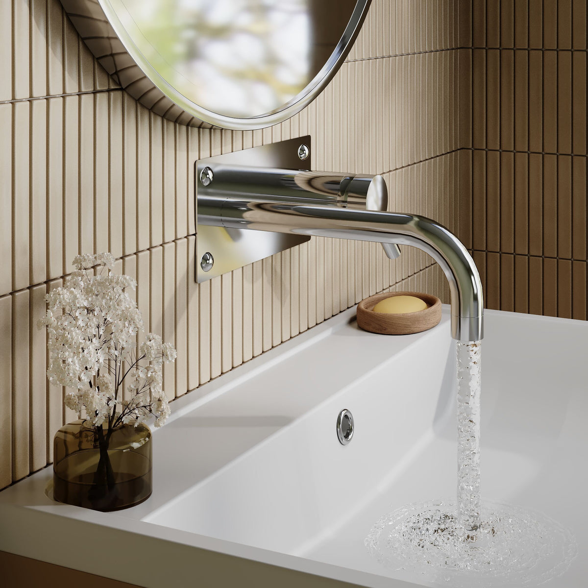 Meander Tec Single Lever Wall Mounted Basin/Bath Filler Tap