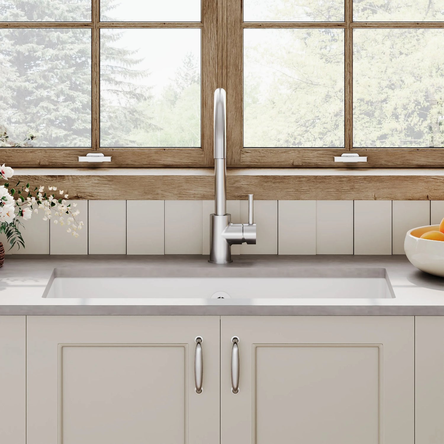 Nuie Single Bowl Rectangular Inset Sink With Central Waste And Overflow - White