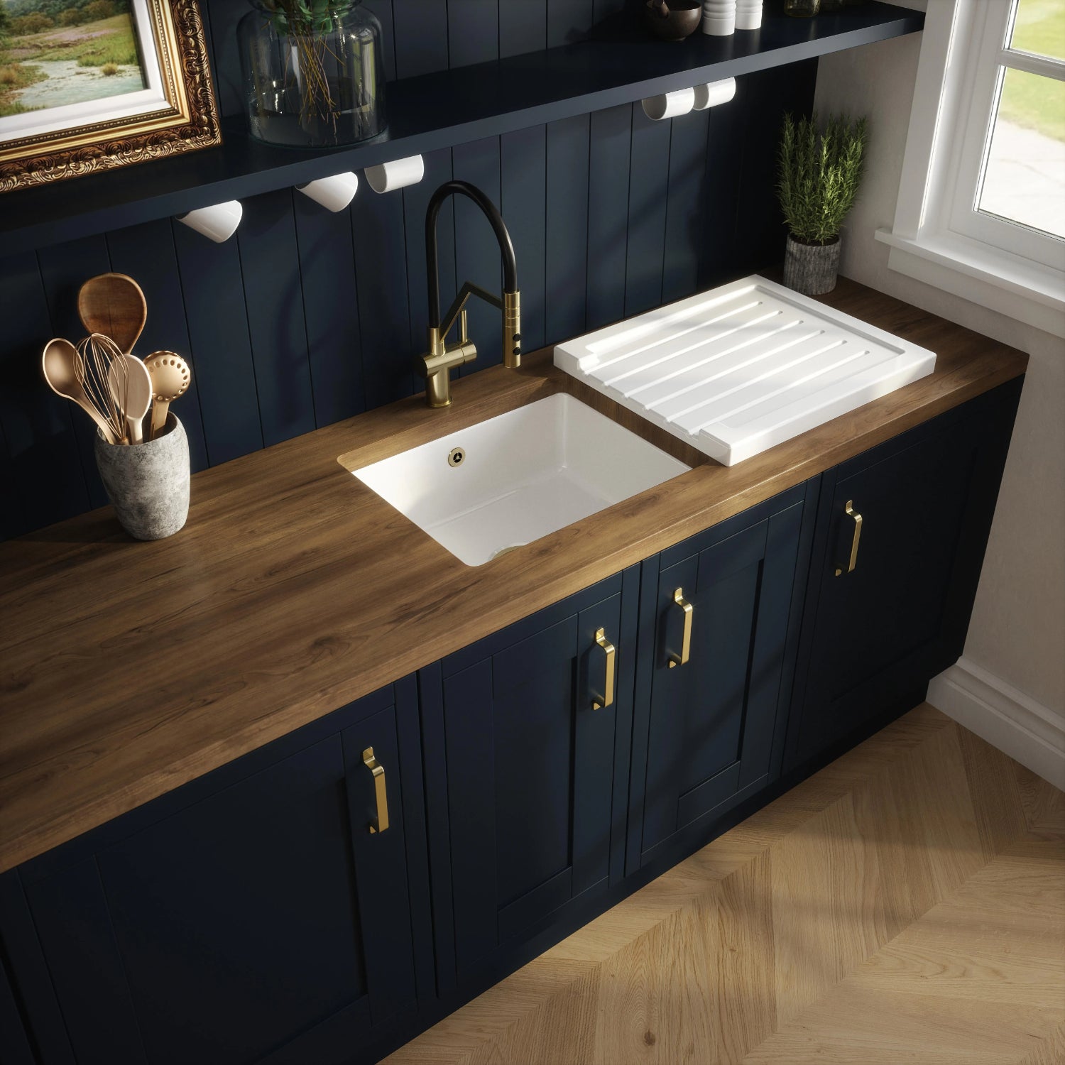 Nuie 548mm Single Bowl Rectangular Inset Sink With Central Waste And Overflow