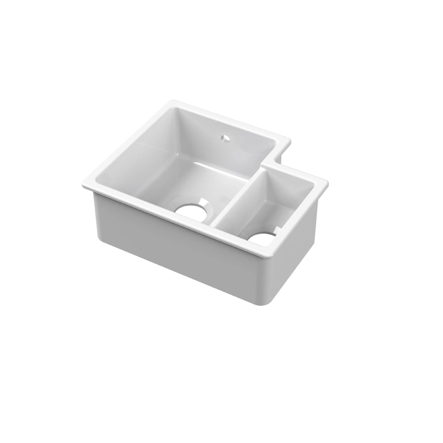 Nuie 579mm 1.5 Bowl Rectangular Inset Sink - White