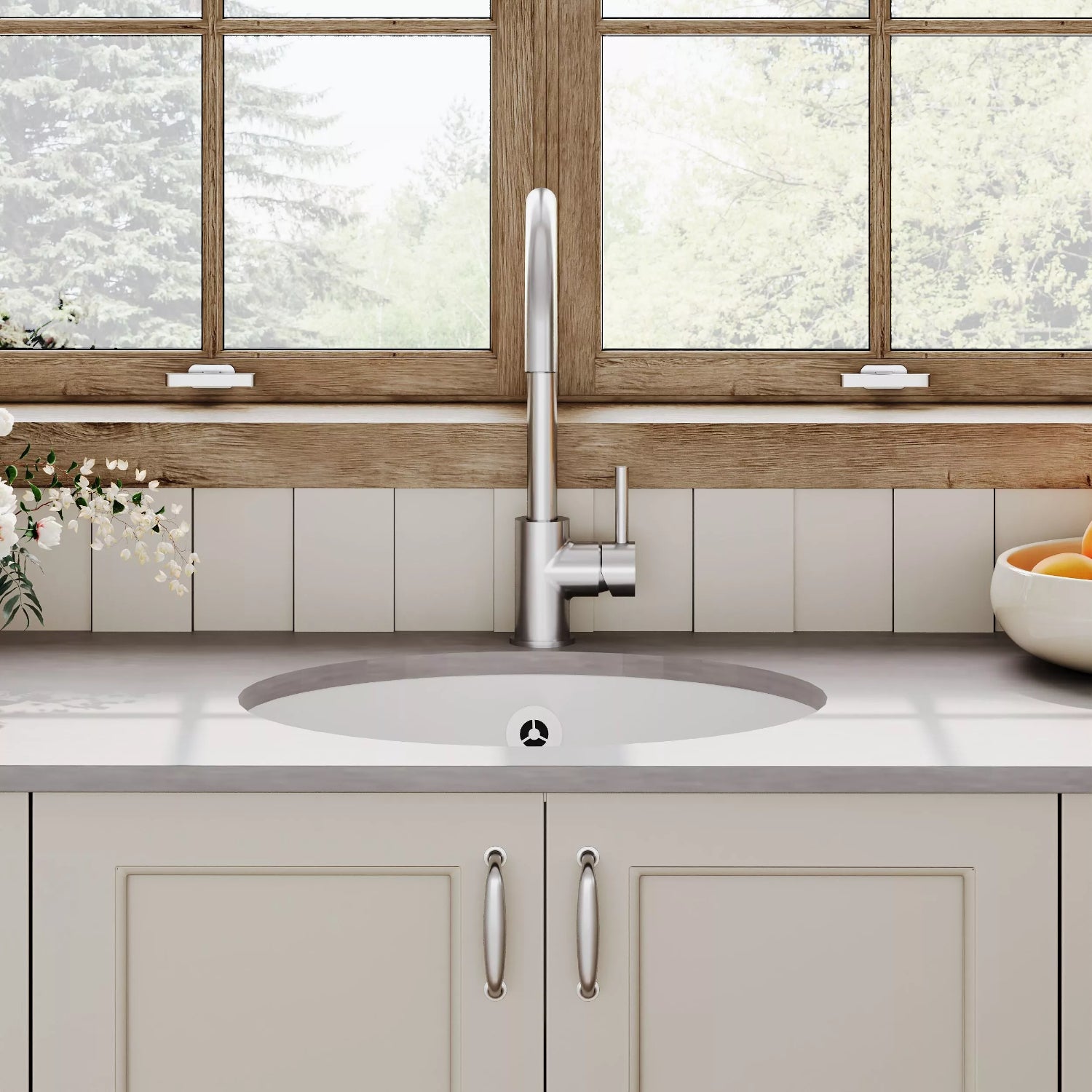 Nuie 460mm Single Bowl Round Inset Sink With Central Waste And Overflow