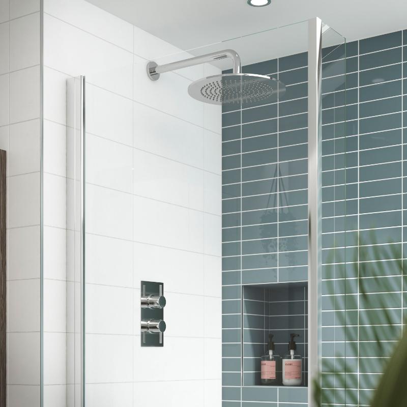 Knurl 1 Outlet Thermostatic Rectangular Concealed Shower Valve - Chrome