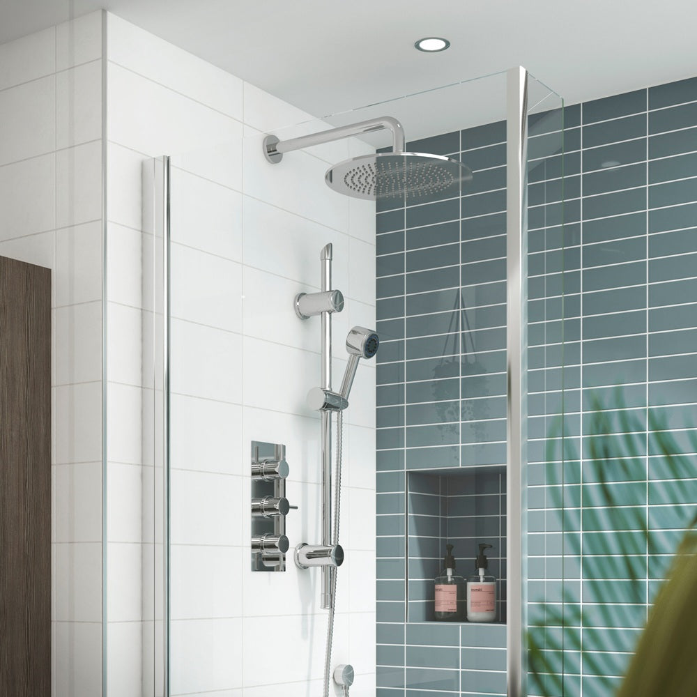 Knurl 2 Outlet Thermostatic Concealed Shower Valve - Chrome