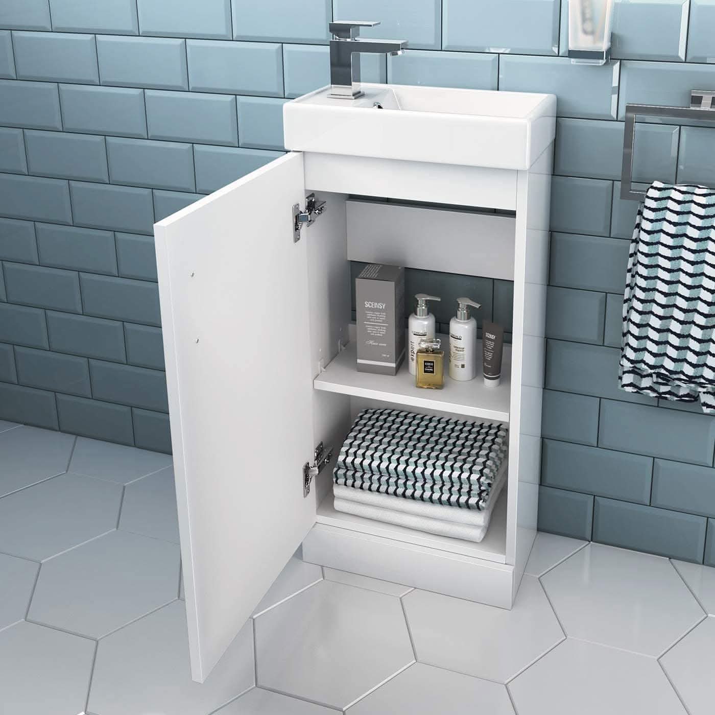 Mini Modern Cloakroom Bathroom Suite - Gloss White