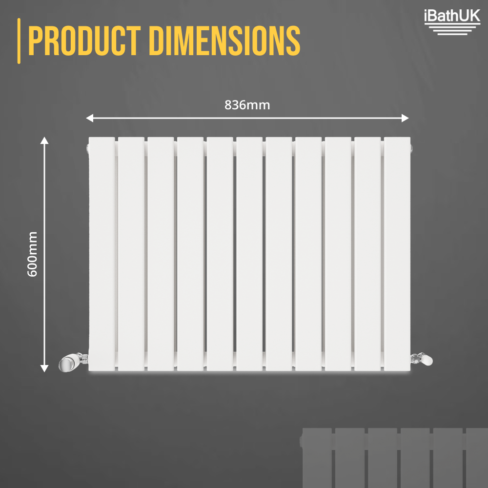iBathUK Apex Horizontal Double Panel Slim Flat Radiator, Designer Radiator, UK Radiators, Slim Radiators
