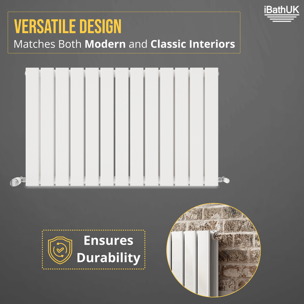 iBathUK Apex Horizontal Double Panel Slim Flat Radiator, Designer Radiator, UK Radiators, Slim Radiators