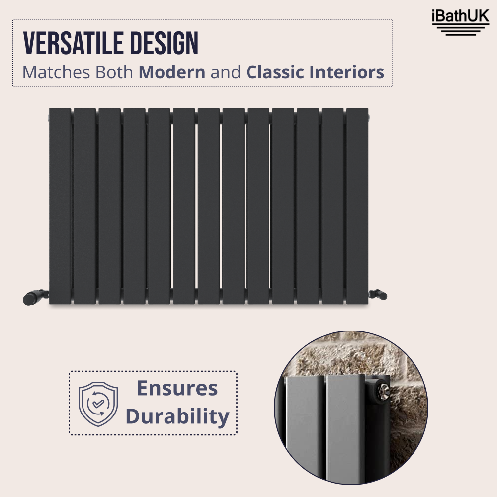 iBathUK Apex Horizontal Double Panel Slim Flat Radiator, Designer Radiator, UK Radiators, Slim Radiators