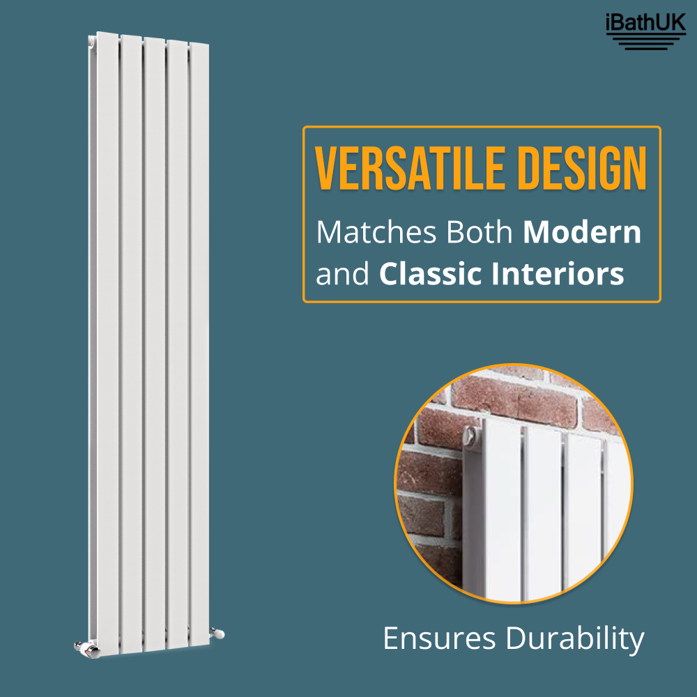 iBathUK Apex Vertical Double Slim Flat Panel Radiator, Designer Radiator, Vertical Radiators
