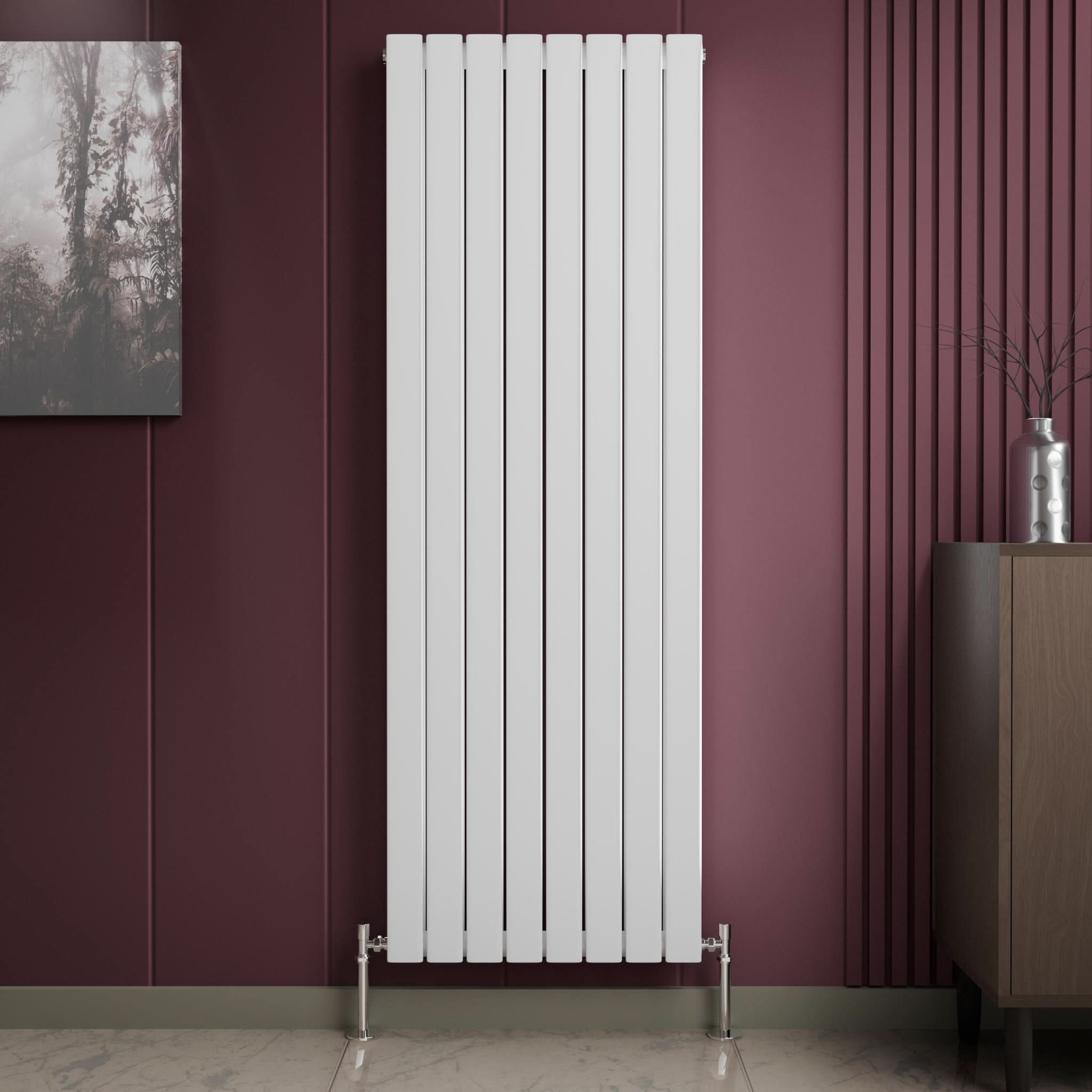 iBathUK Apex Vertical Double Slim Flat Panel Radiator, Designer Radiator, Vertical Radiators