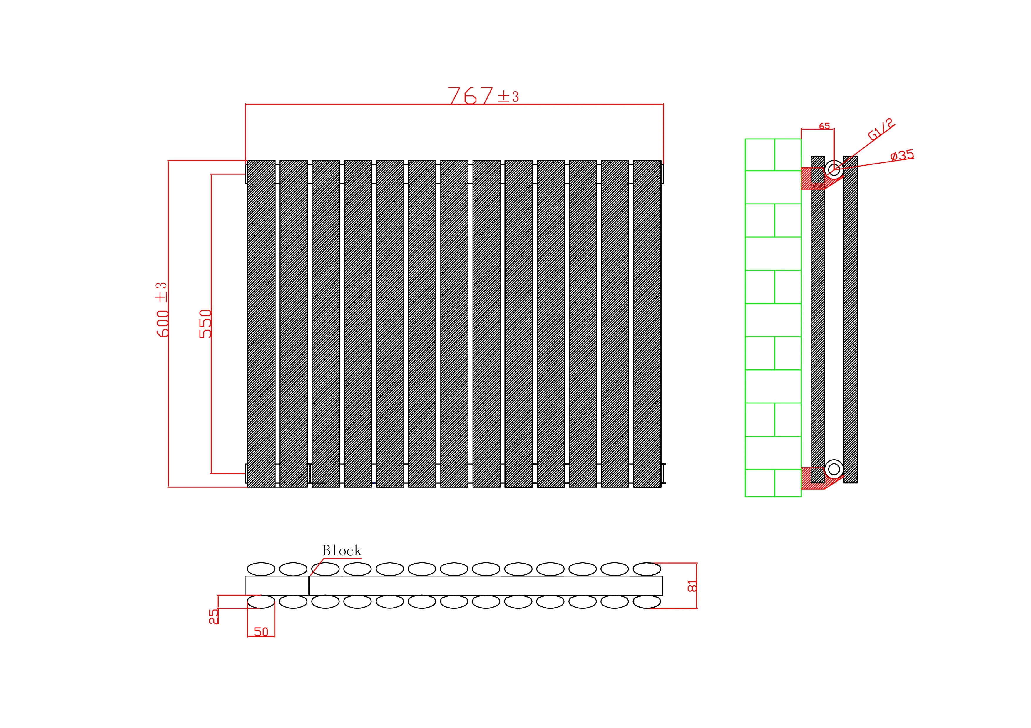 iBathUK Strata Horizontal Double Panel Oval Radiator, Wall Mounted Designer Radiator, High Heat Output, Matt Anthracite, 600 x 1440mm