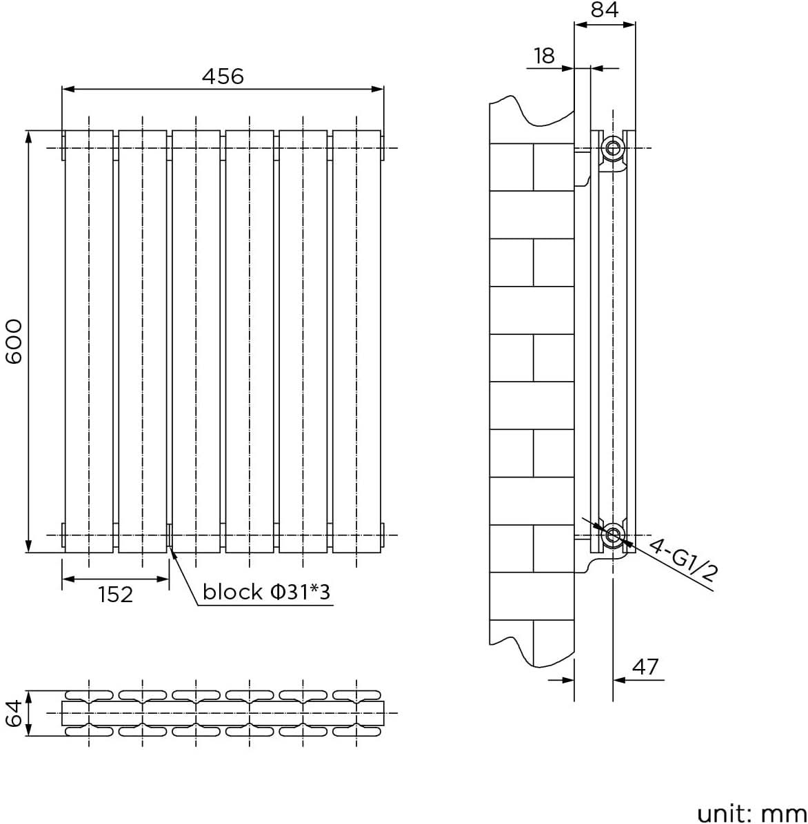 iBathUK Apex Horizontal Double Panel Slim Flat Radiator, Designer Radiator, UK Radiators, Slim Radiators
