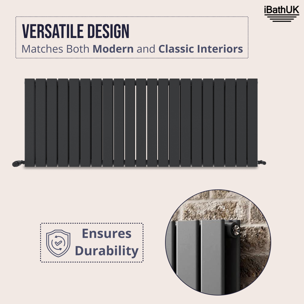 iBathUK Apex Horizontal Double Panel Slim Flat Radiator, Designer Radiator, UK Radiators, Slim Radiators