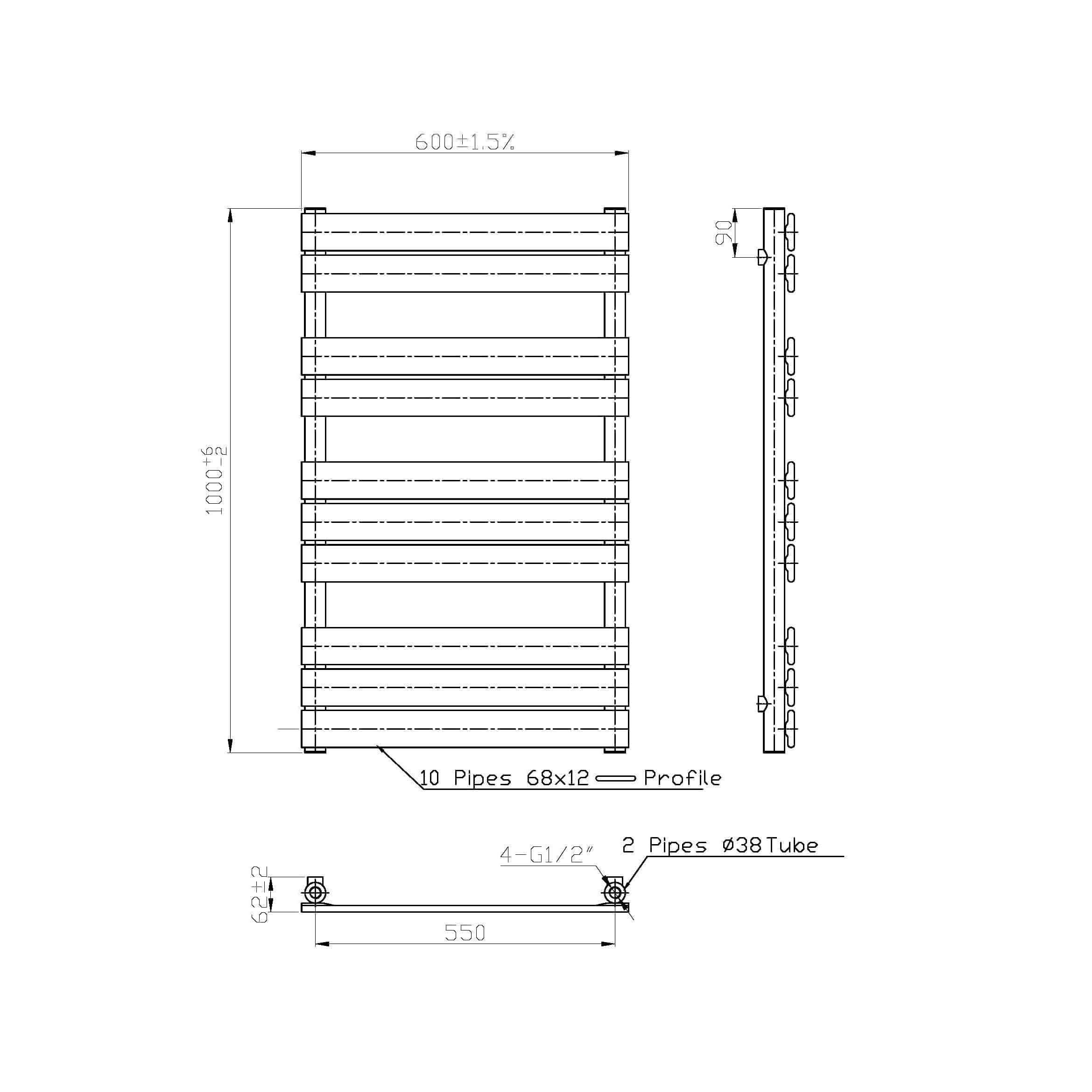 Lambeth Designer Flat Panel Heated Towel Rail