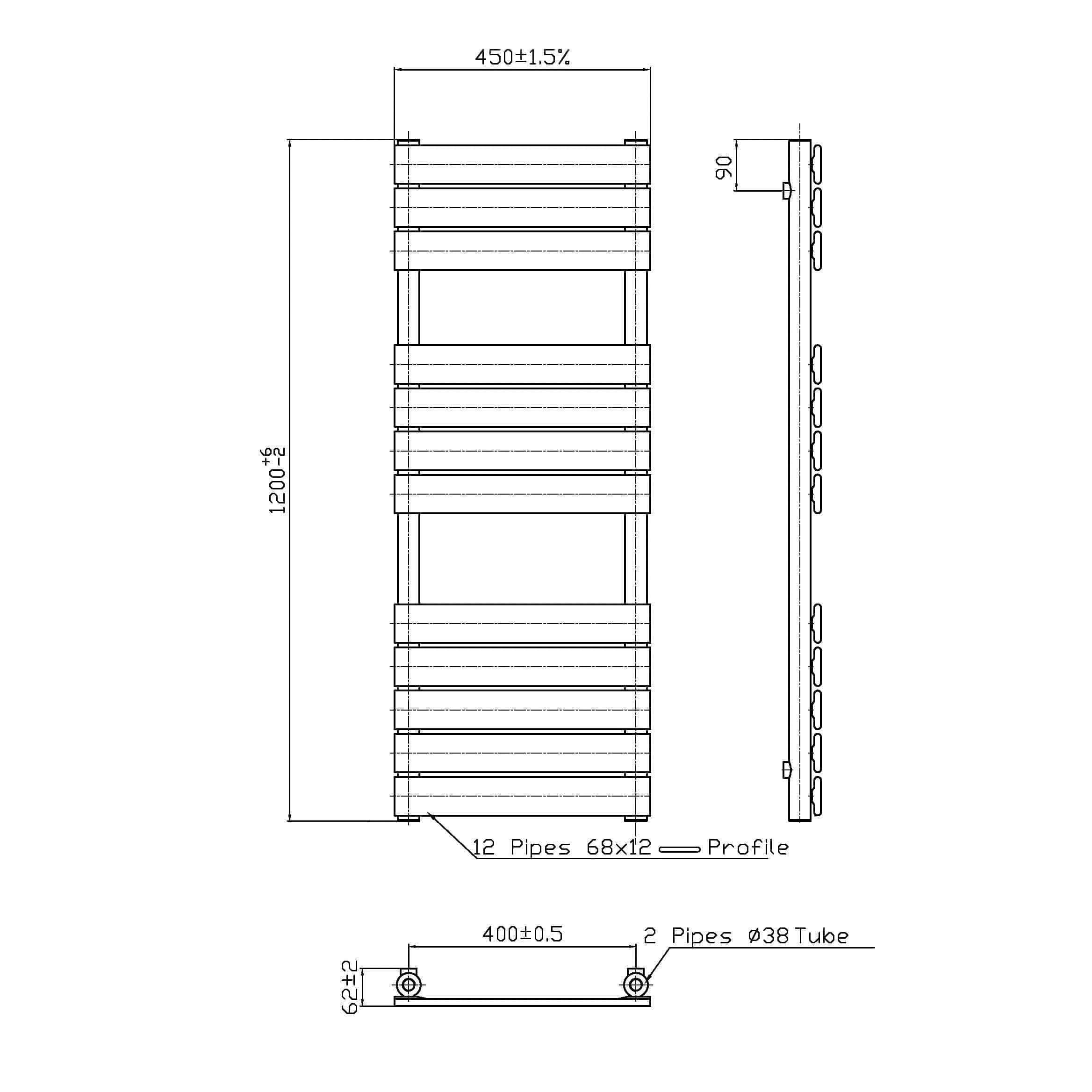 Lambeth Designer Flat Panel Heated Towel Rail