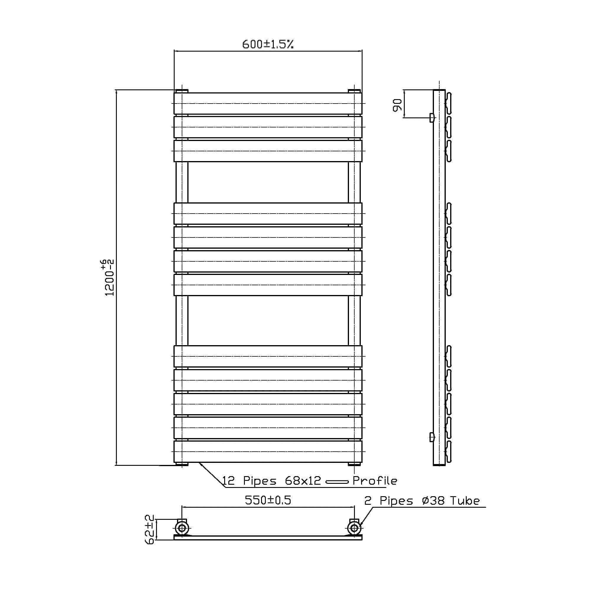 Lambeth Designer Flat Panel Heated Towel Rail