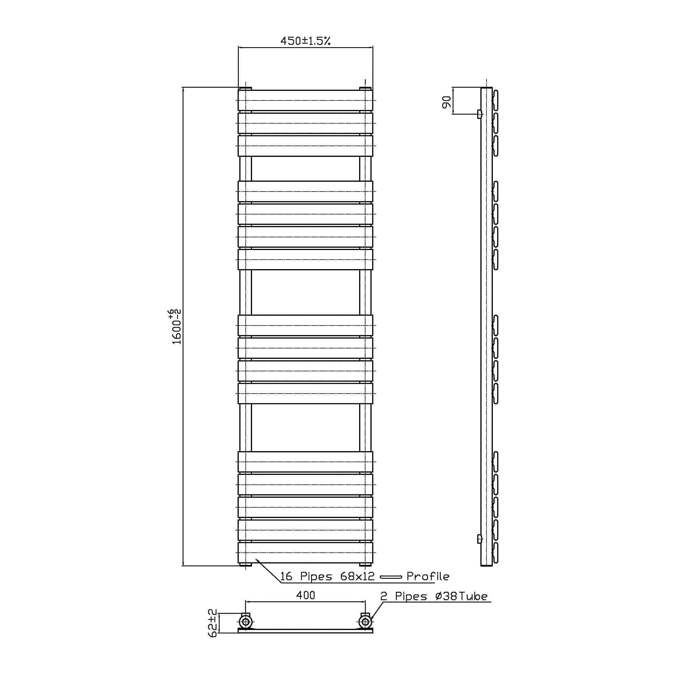 Lambeth Designer Flat Panel Heated Towel Rail