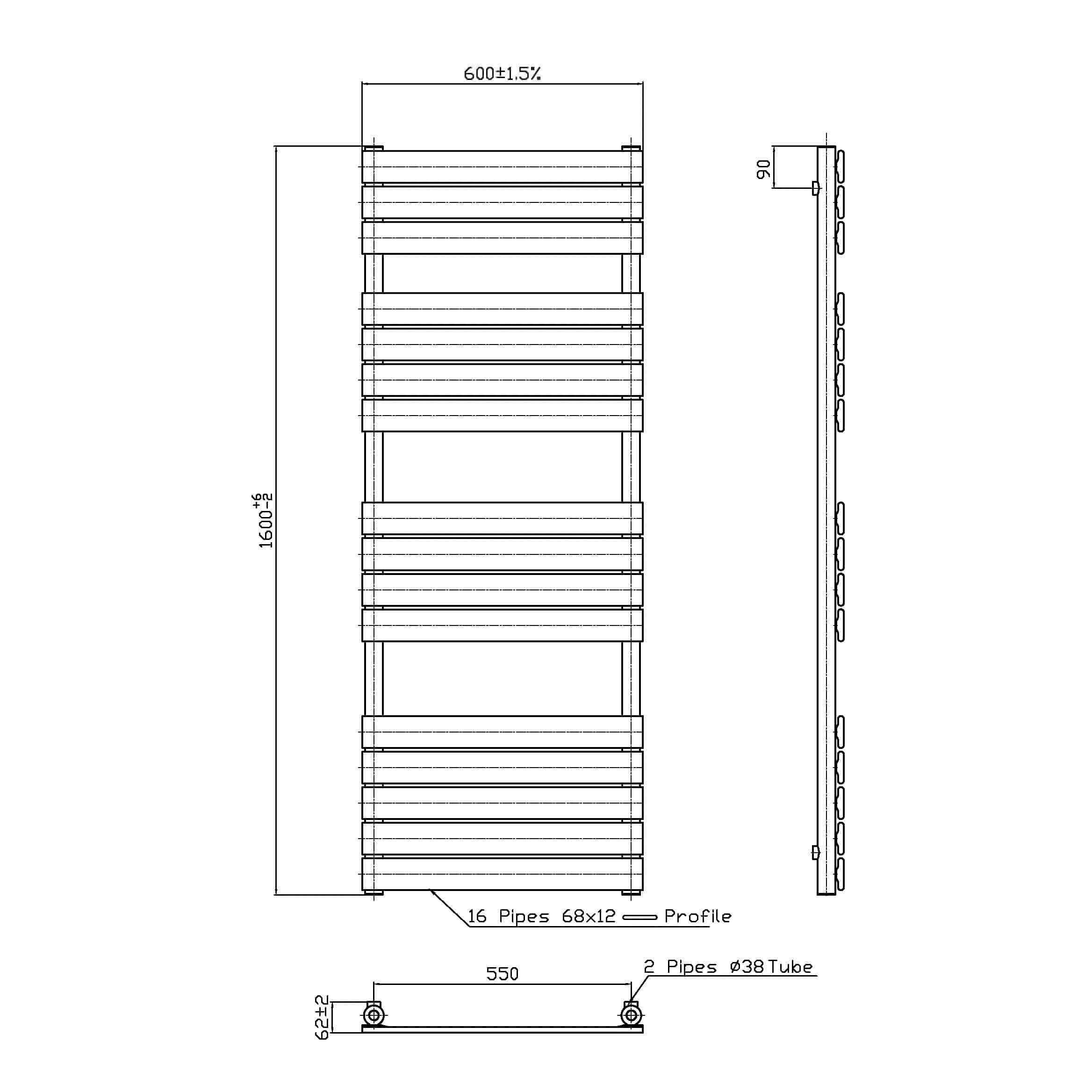 Lambeth Designer Flat Panel Heated Towel Rail
