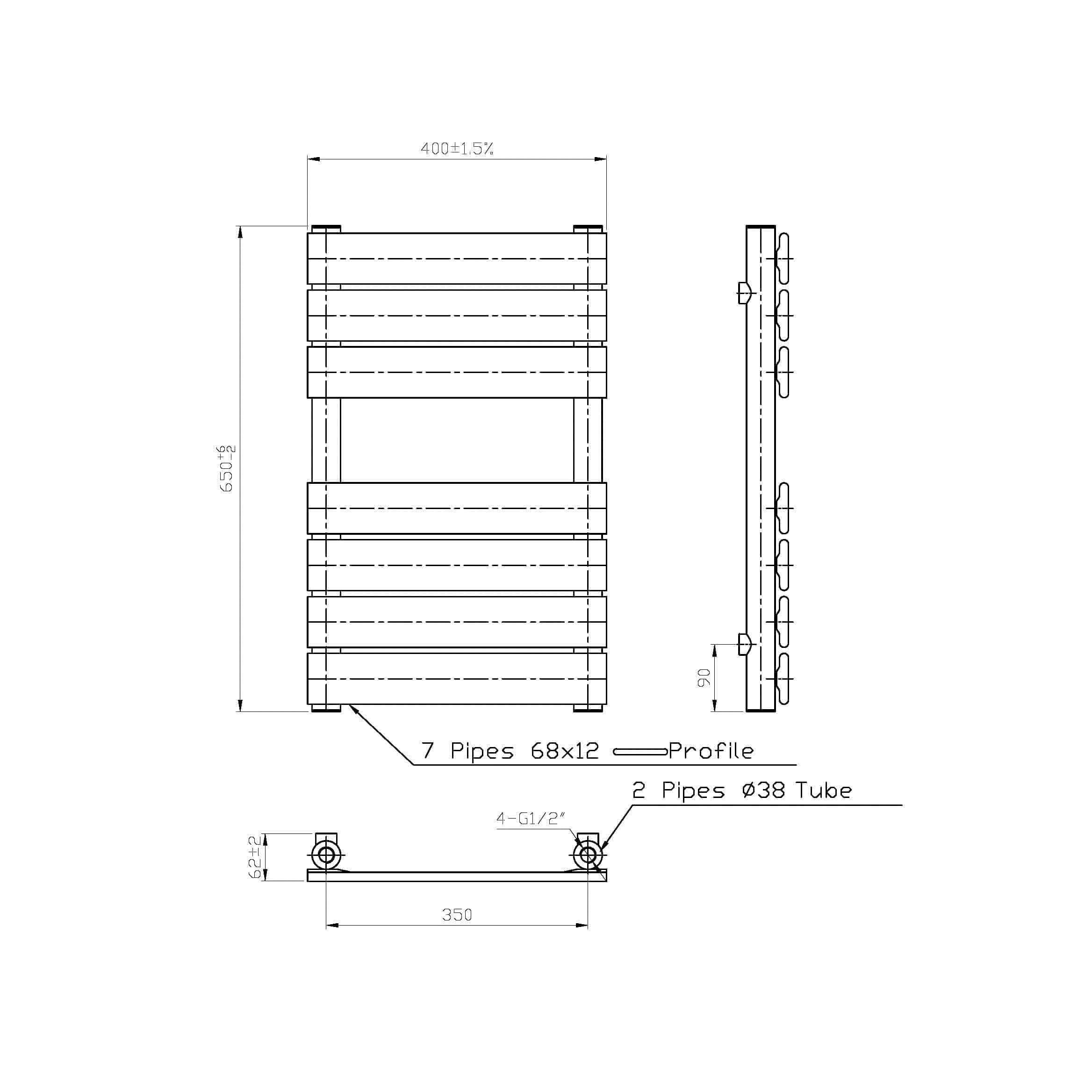 Lambeth Designer Flat Panel Heated Towel Rail