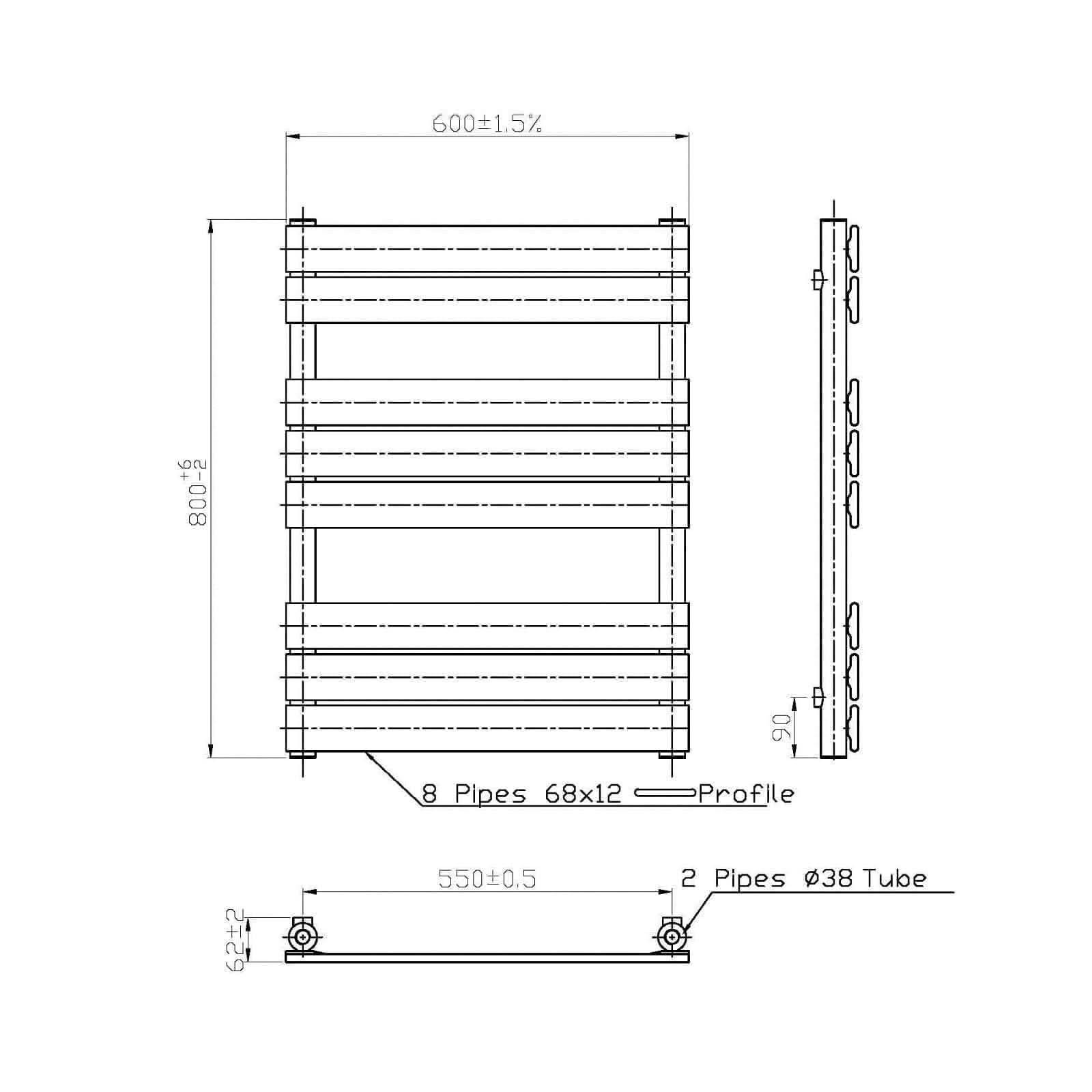 Lambeth Designer Flat Panel Heated Towel Rail