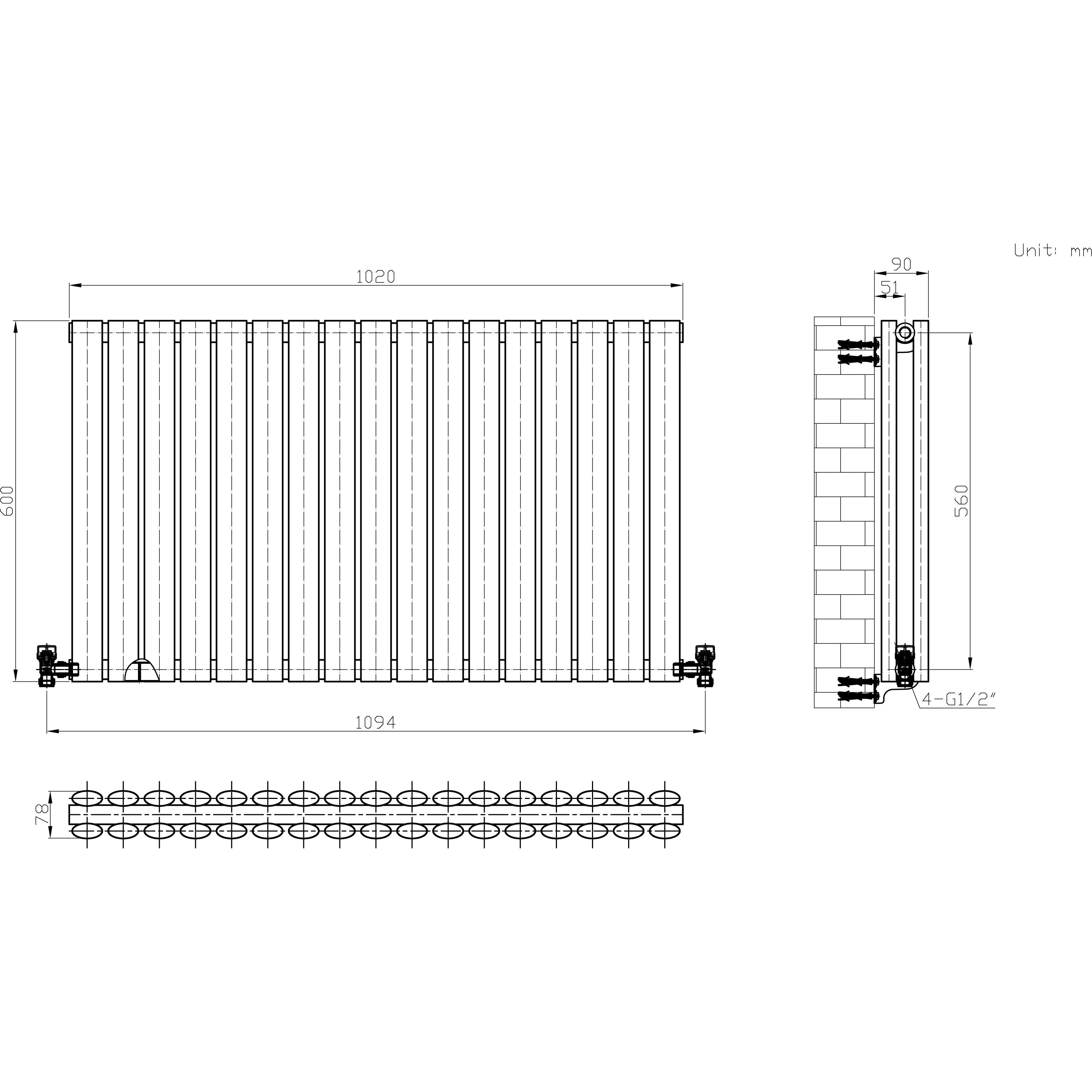 Princia Horizontal Double Oval Panel Radiator