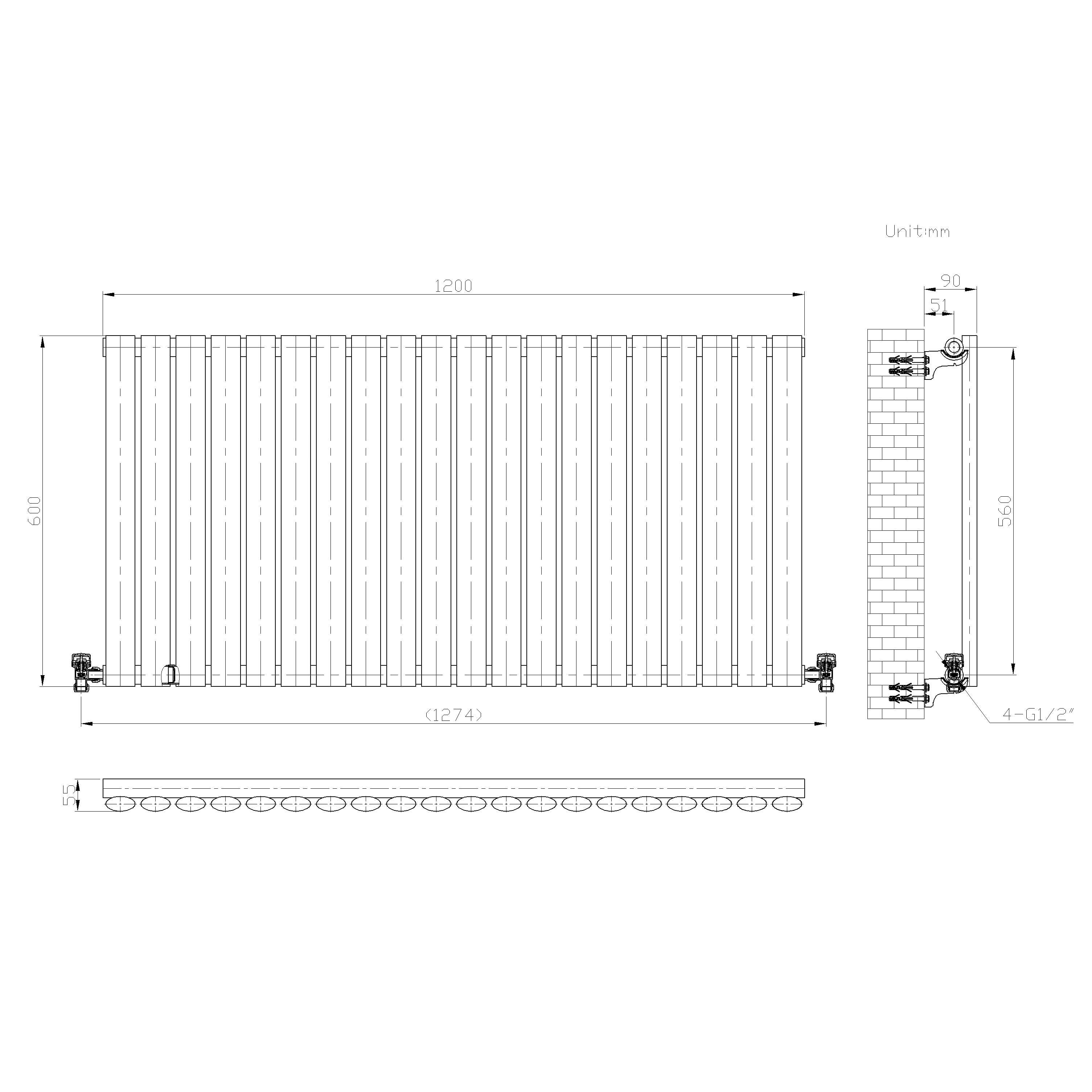 Princia Horizontal Single Oval Panel Radiator