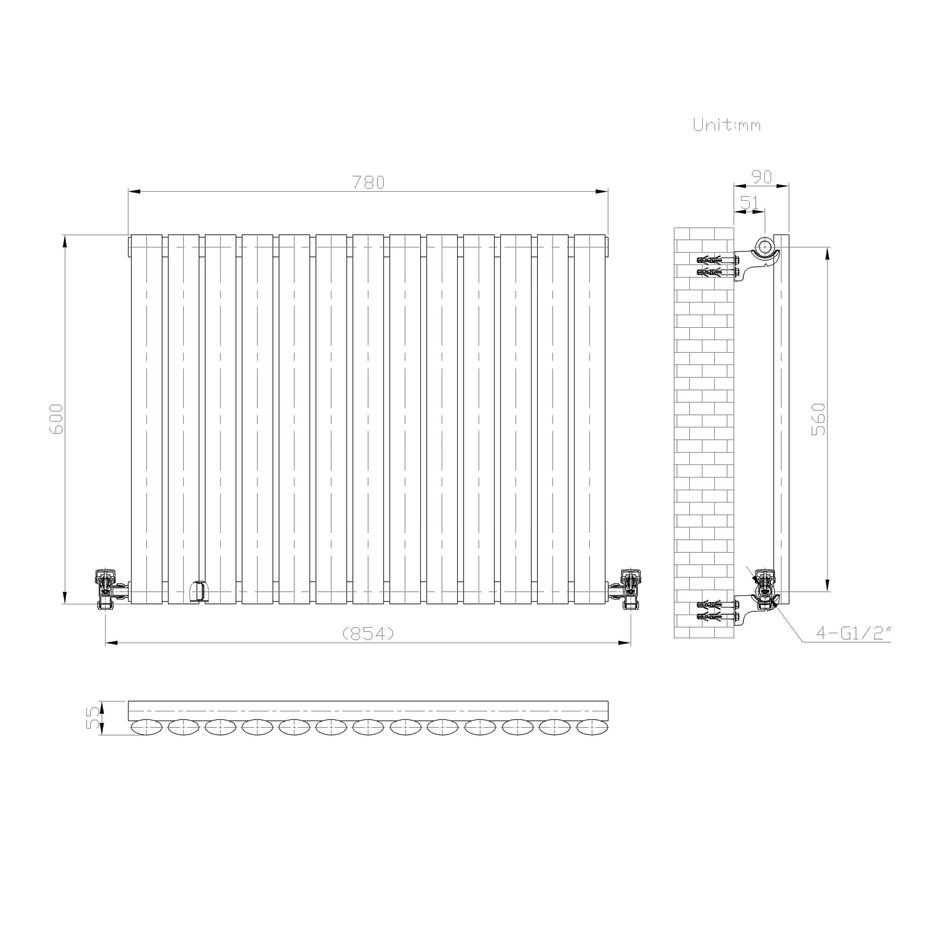 Princia Horizontal Single Oval Panel Radiator