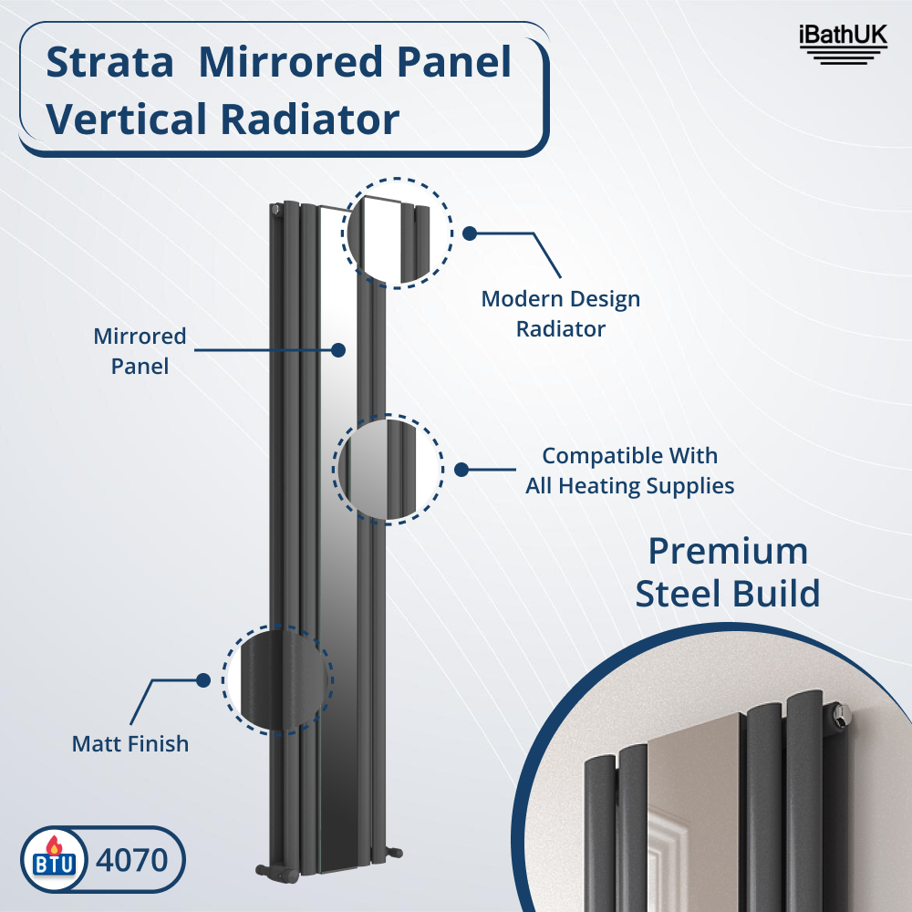 Princia Mirror Radiator - 1800 x 380mm