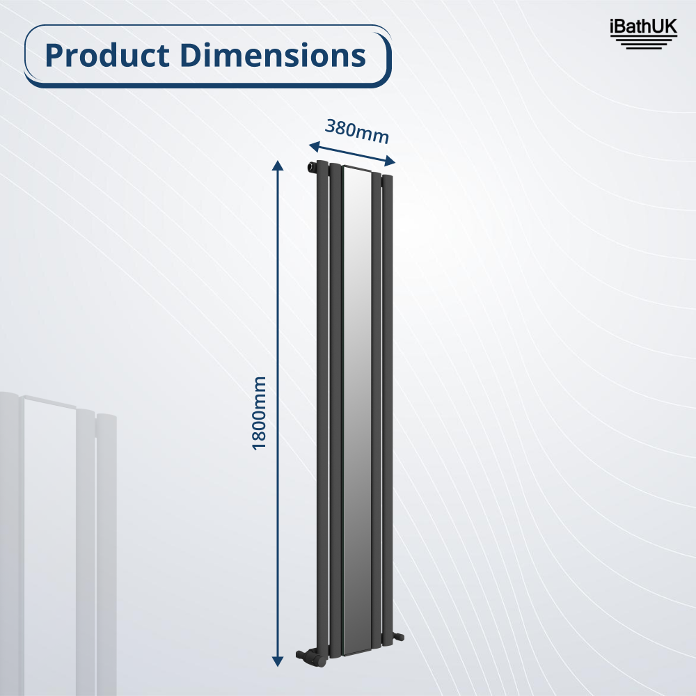 Princia Mirror Radiator - 1800 x 380mm