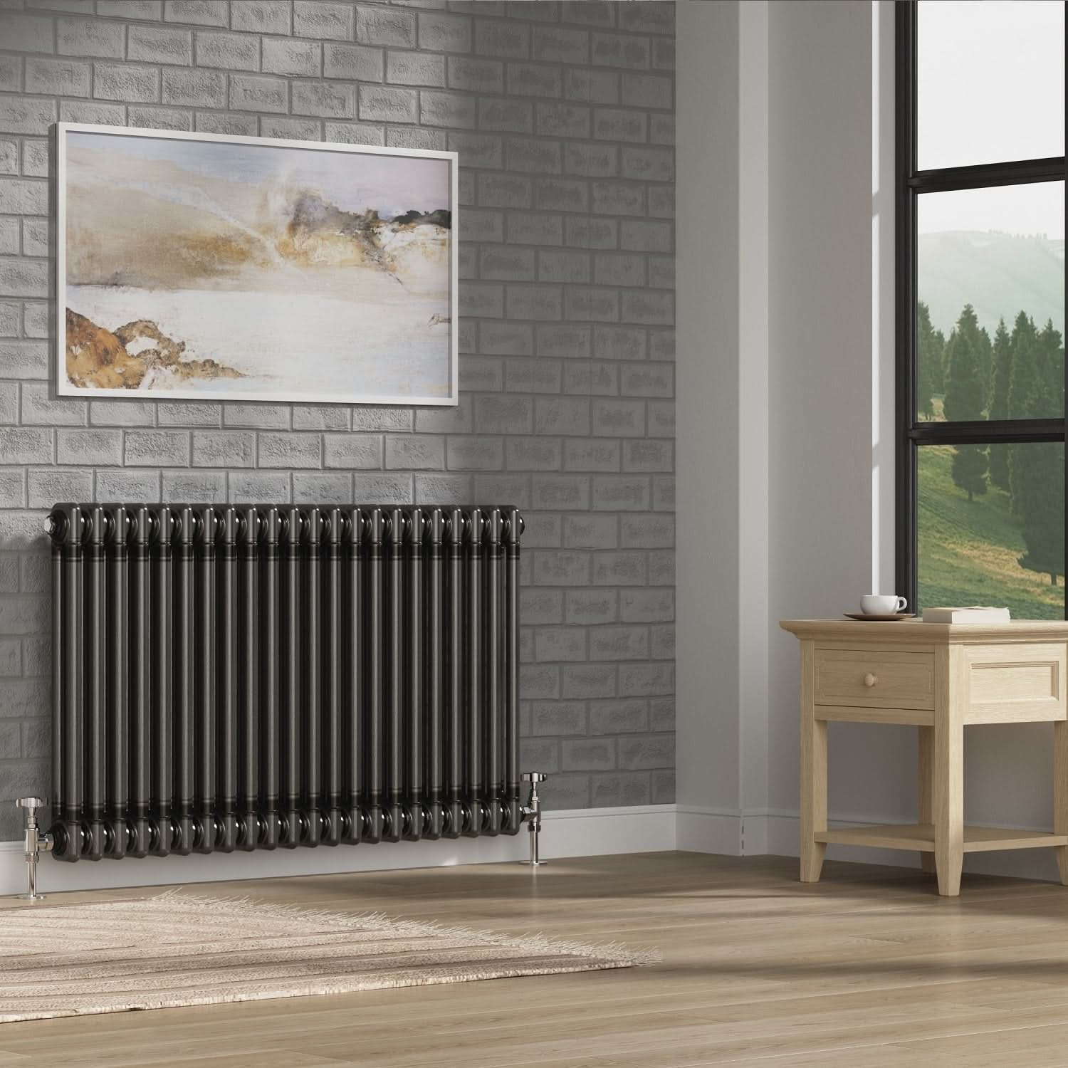 Helena Traditional Horizontal Column Radiator - Raw Metal