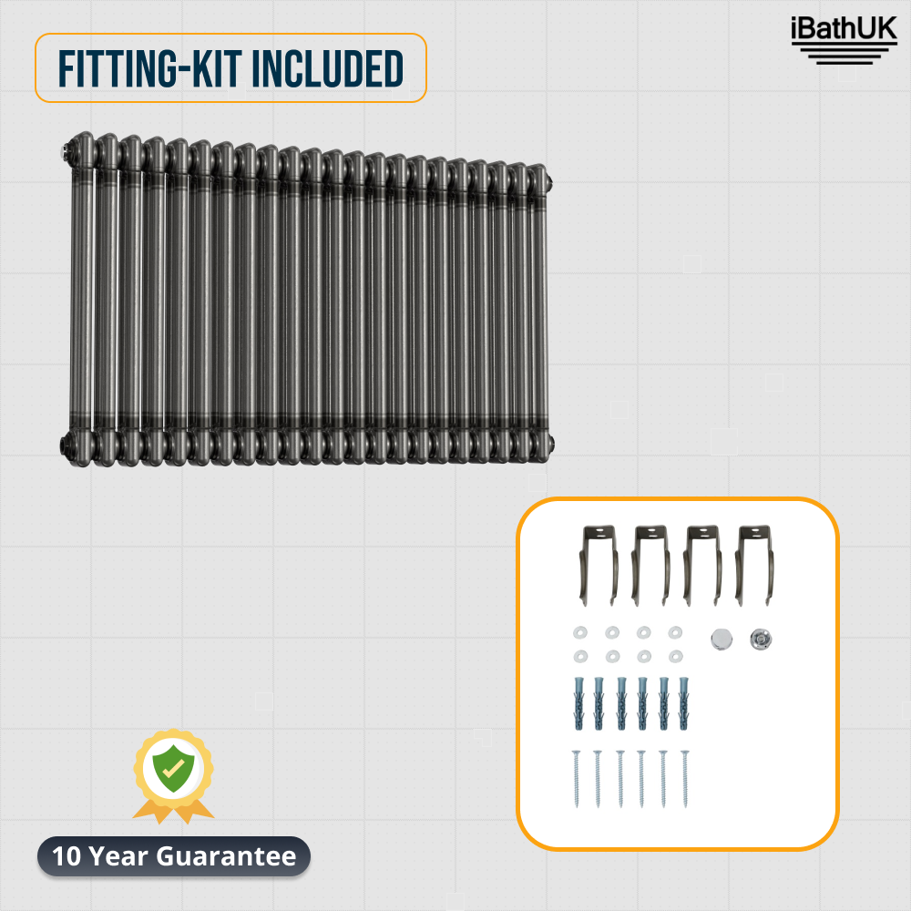 Helena Traditional Horizontal Column Radiator - Raw Metal