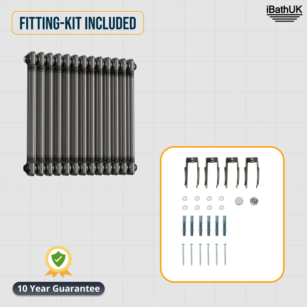 Helena Traditional Horizontal Column Radiator - Raw Metal