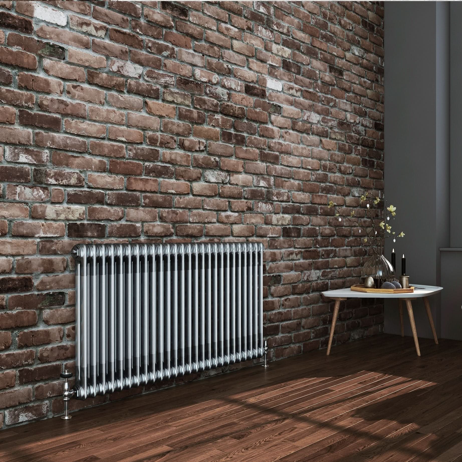 Helena Traditional Horizontal Column Radiator - Raw Metal