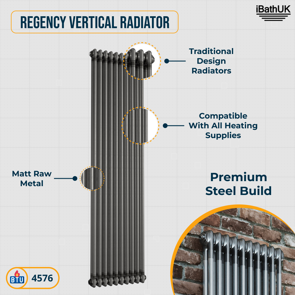 Helena MKII Column Vertical Radiator - Raw Metal