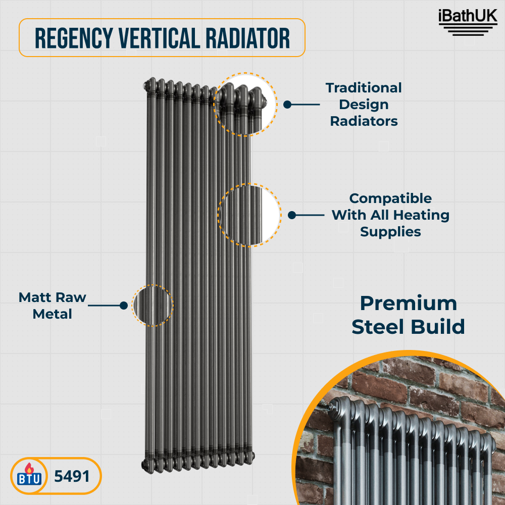 Helena MKII Column Vertical Radiator - Raw Metal