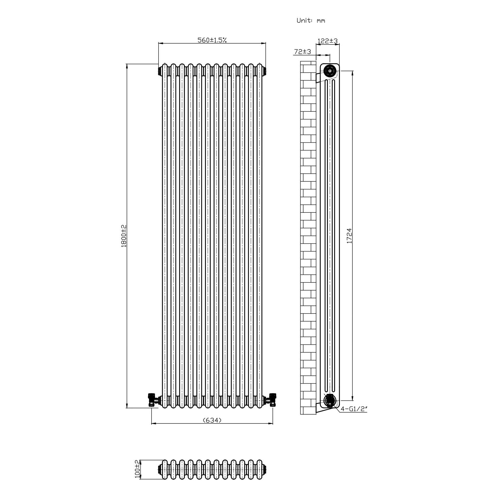 Helena MKII Column Vertical Radiator - Raw Metal