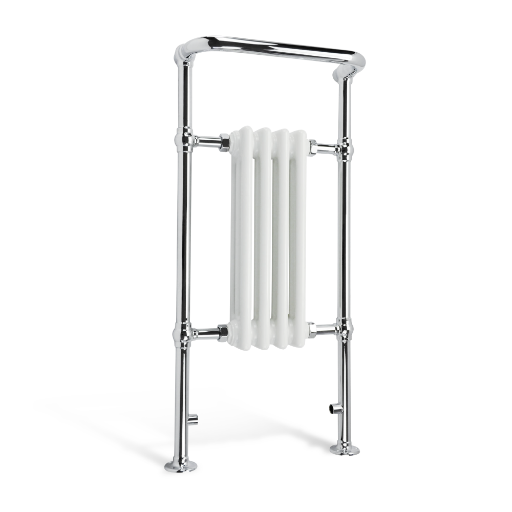 Traditional Vertical Heated Towel Radiator - Chrome/White