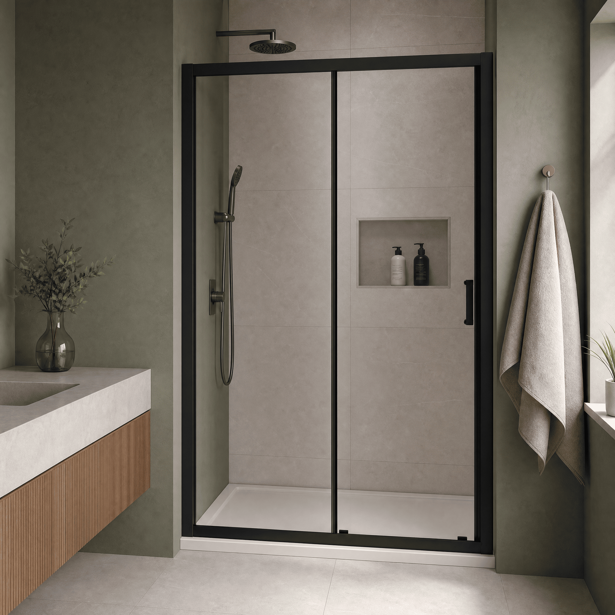 Matrix 6mm Glass Recessed Sliding Shower Door