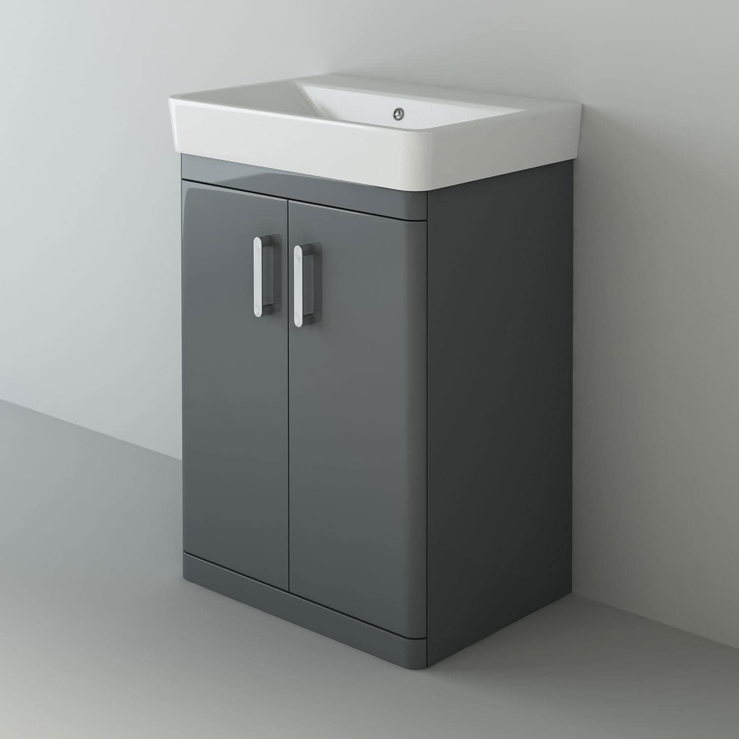 Solar Luxury Waterproof 2 Door Floorstanding Vanity Unit With Basin - 960mm x 600mm
