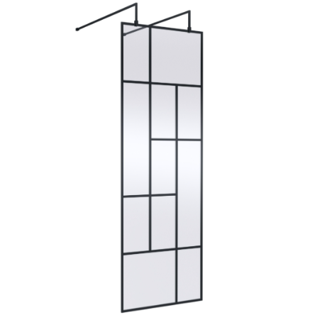Aspect 8mm Glass Abstract Frame Wetroom Panel - Matt Black