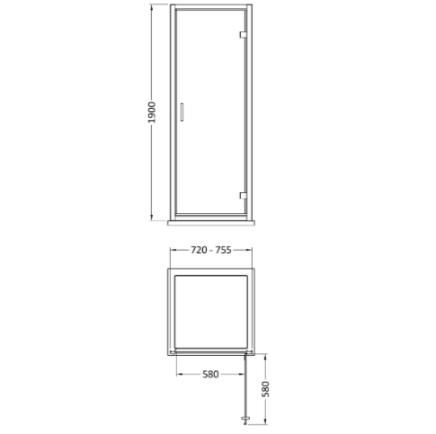 Matrix 6mm Glass Recessed Hinged Shower Door