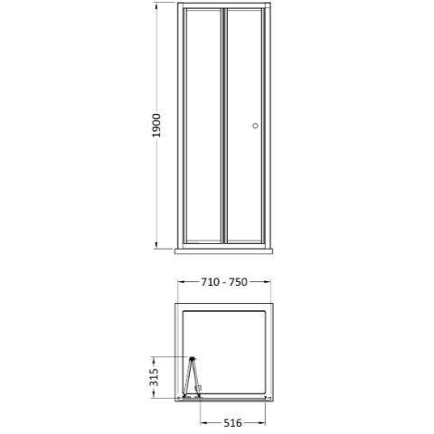 Matrix 4mm Glass Recessed Bi-fold Shower Door
