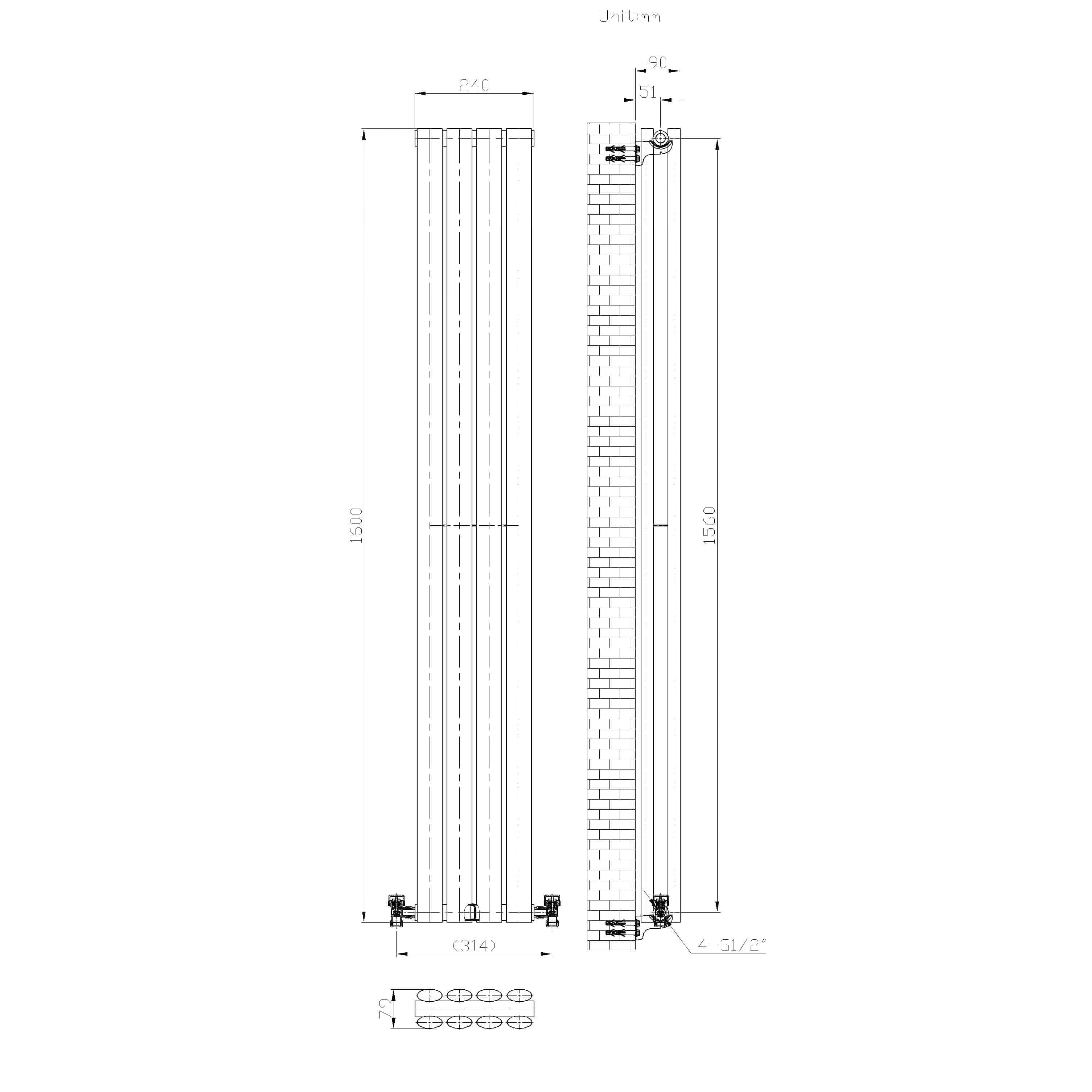 Princia Vertical Oval Double Panel Radiator