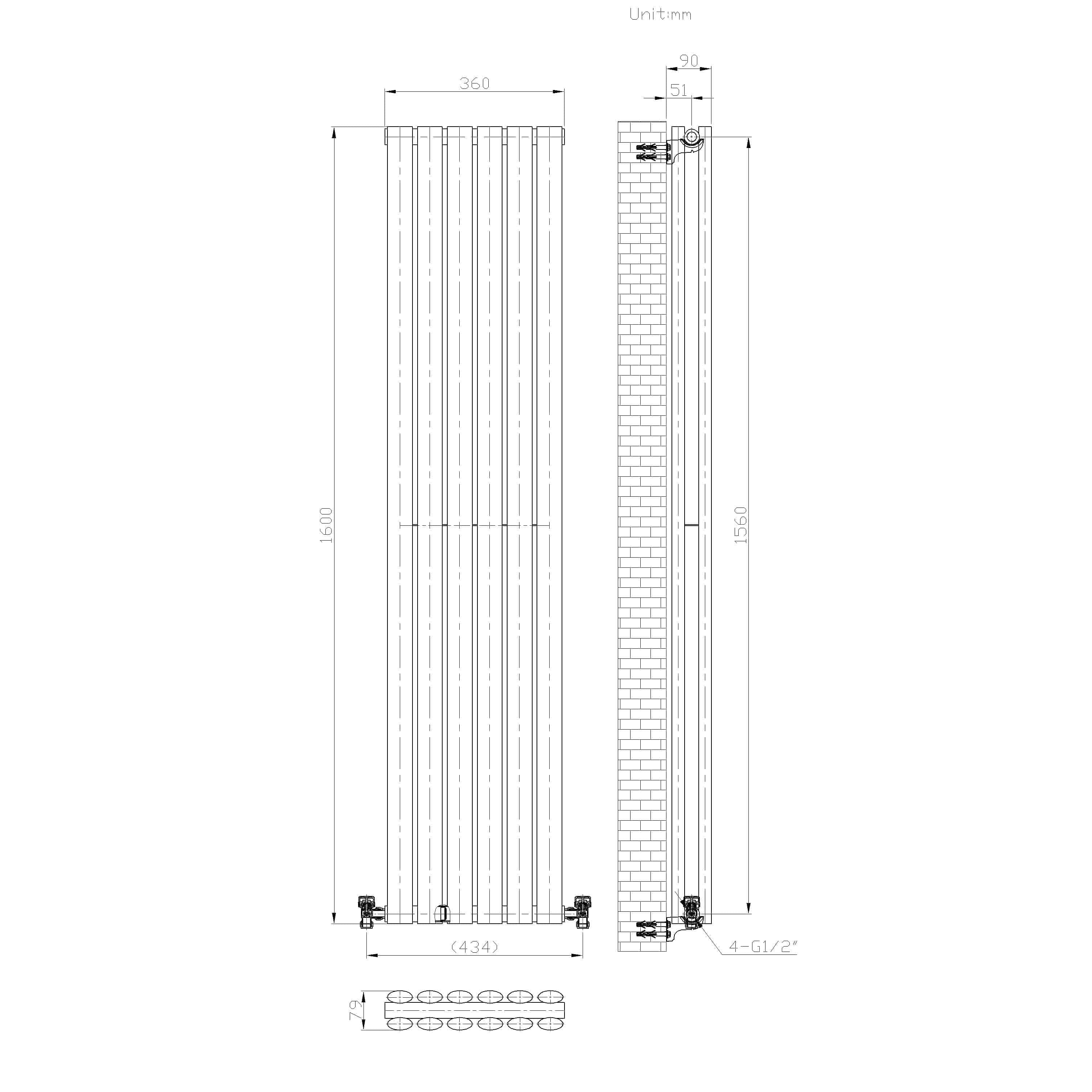 Princia Vertical Oval Double Panel Radiator
