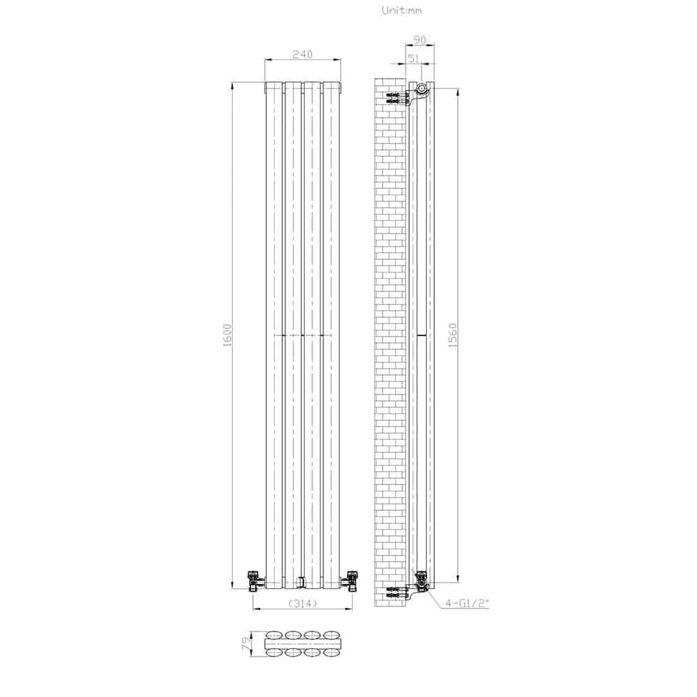 Princia Vertical Oval Double Panel Radiator