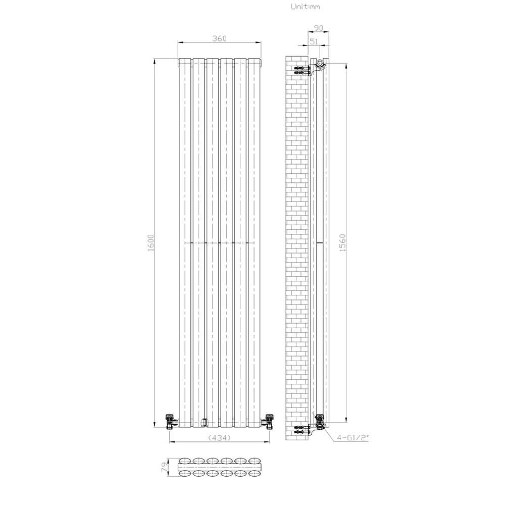 Princia Vertical Oval Double Panel Radiator