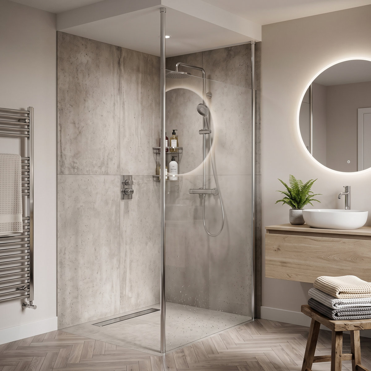 Cascade 8mm Glass Wetroom Panel With Ceiling Posts