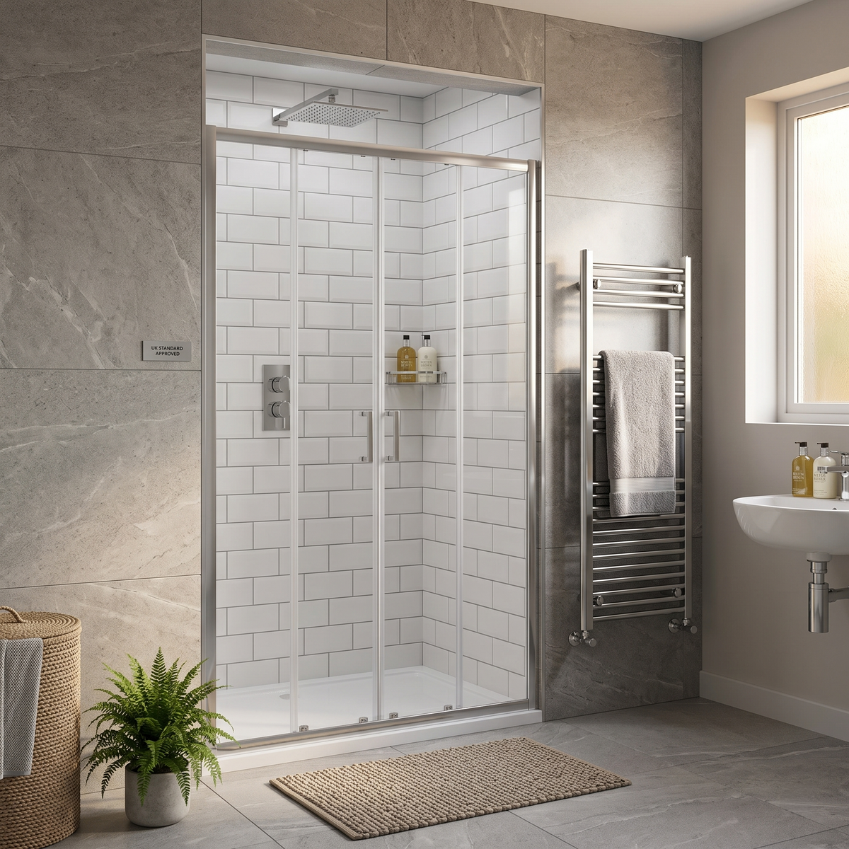 Matrix 6mm Glass Recessed Sliding Shower Door- Chrome