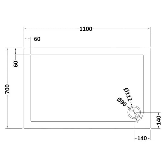 Bibe Slimline Rectangular Shower Tray - Slate Grey