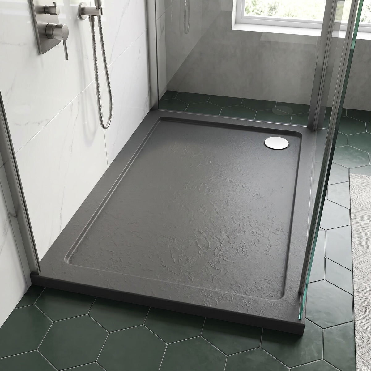 Bibe Slimline Rectangular Shower Tray - Slate Grey